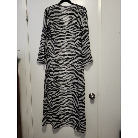 Vintage victoria's secret collection sheer zebra caftan black white med/Large - Picture 2 of 8